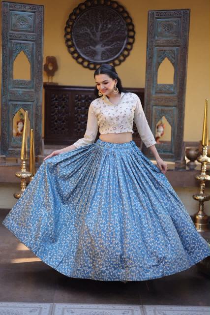 permium blue Wholesale lehenga choli shops in Trivandrum